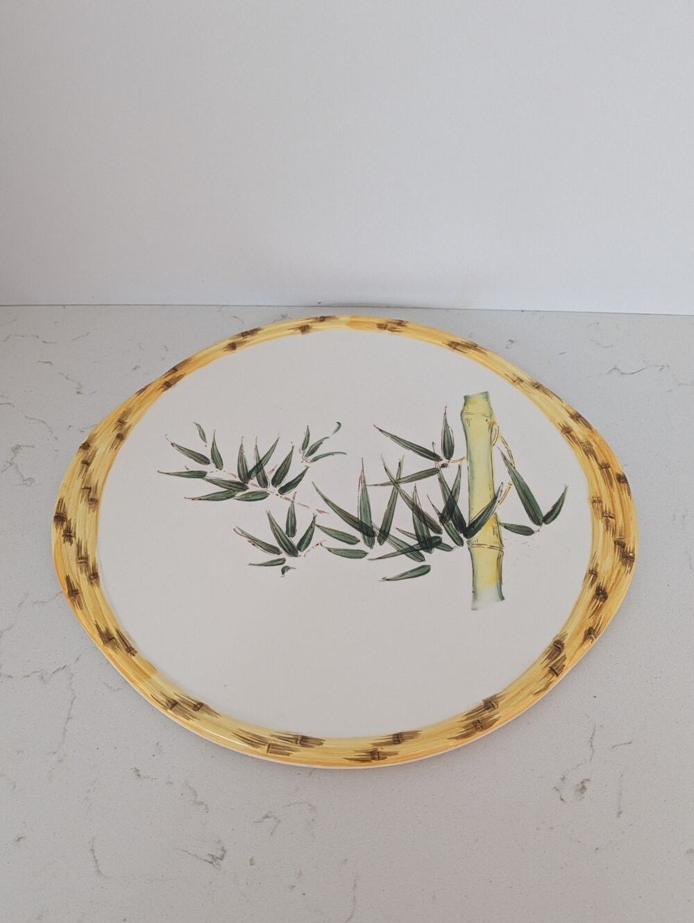 Shafford Original 1980 Vtg Bamboo Pattern Ceramic Cake Plate